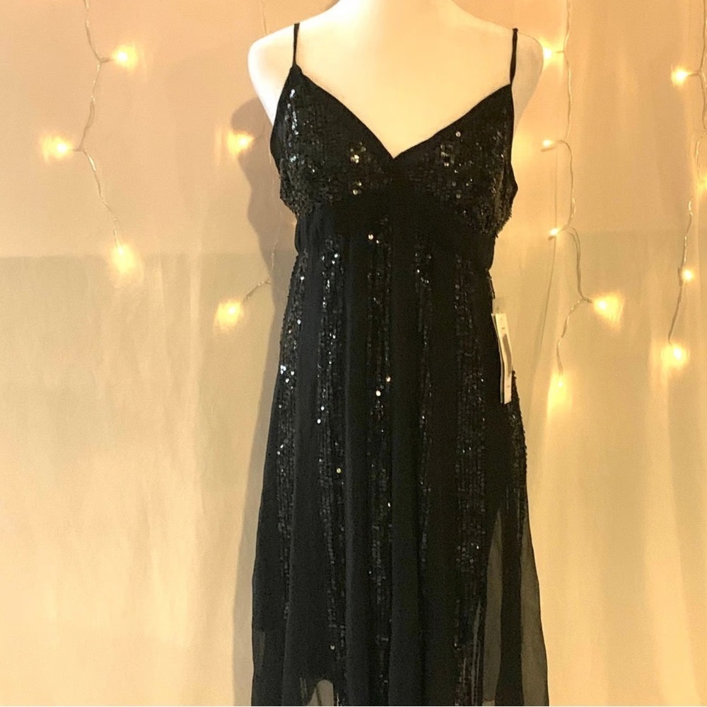 Ste’nay Sequin Elegant Black Spaghetti strap  Dress Sz 14 Women